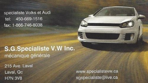 S.G Specialiste V.W Inc.